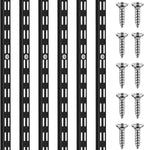 6 Pcs Dual Track Upright Wall Shelving System Heavy Duty Support System Twin Slot Shelf Rail Shelf Standards for Pantries Linen Closets Laundry Rooms(Black,47.5 Inch)
