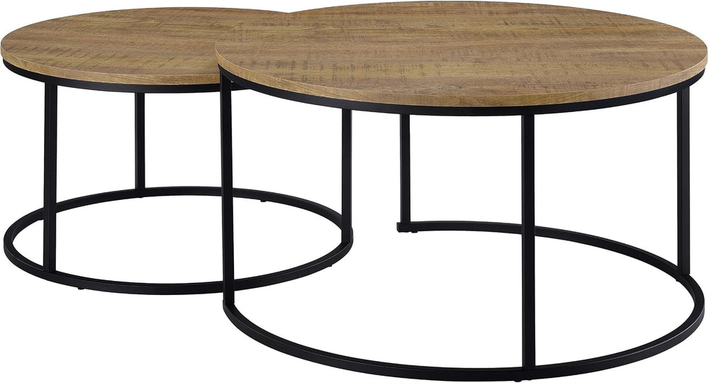 35" Textured Mango Wood Nesting End Table, Nesting End Tables with Open ...