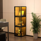 NAIZEA Display Case w/Lock, 17.7"x15.7"x15.7" LED Dustproof Show Case for Collectibles, Figure, Trophy, Display Box for Collectibles Bedroom Living Room Office Game Room,1 Pack
