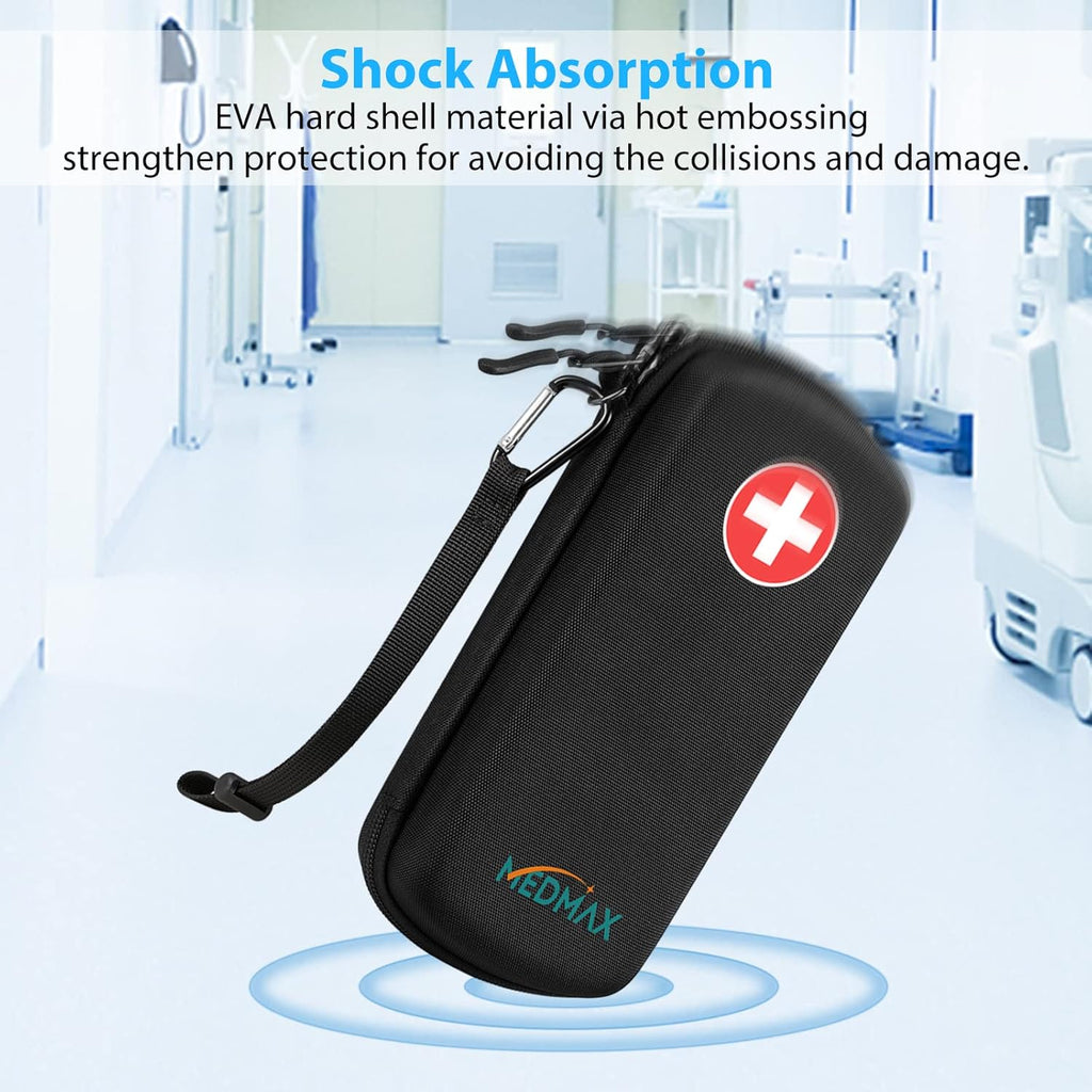 Hard Shell Insulin Cooler Travel Case with 2 Ice Pack, Shock Absorption Insulated Diabetic Medication Organizer Carrying Bag with Extra Pouch for Insulin Pen and Other Diabetic Supplies, Black