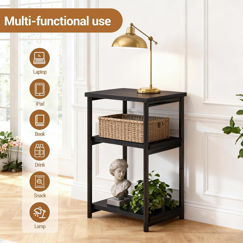 GarveeHome Narrow Side Table, Telephone Table, 3 Shelves, Bedside Table, Narr...