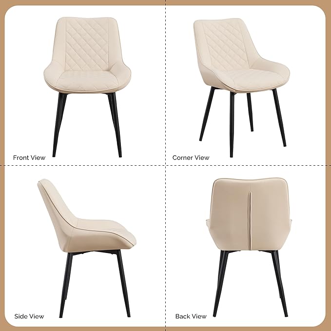 Dining Chair Set of 4, Modern Dining Chairs with Thick Cushions, Faux Leather...