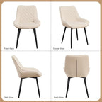 Dining Chair Set of 4, Modern Dining Chairs with Thick Cushions, Faux Leather Upholstered Kitchen Dining Room Chairs with Metal Adjustable Legs for Dining Living Room, Beige