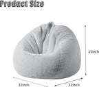 Faux Fur Comfy Bean Bag Chair Cover (No Filler), Fluffy Stuffed Animal Storage Bean Bag Covers Large Sofa for Adults, Premium Furry Fuzzy Bean Bag for Living Room Bedroom, Light Gray