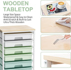 Rolling Storage Utility Cart Organizers with 8 Drawers and Wooden Tabletop for Living Room,Office,Classroom,Craft Room,Bedroom,Dorm,Green