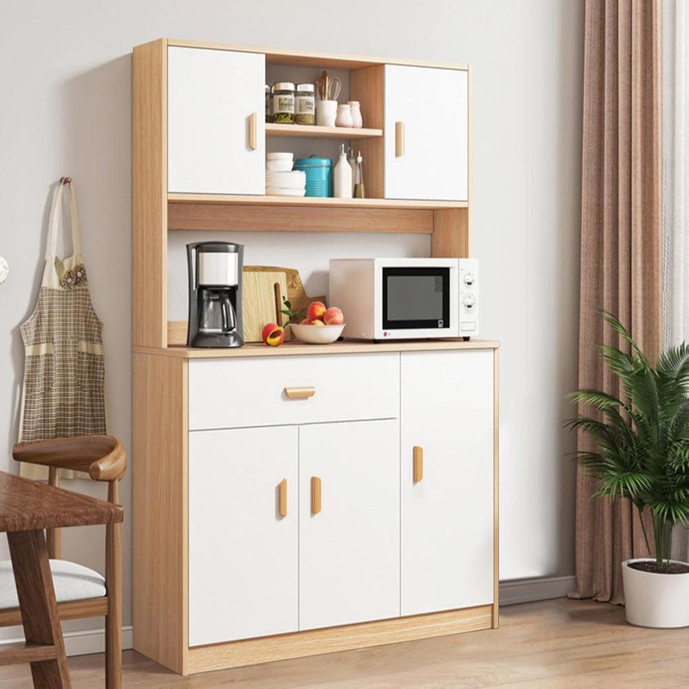 Freestanding Kitchen Pantry Cabinet, Hutch Cabinet with Storage, Tall Sideboa...