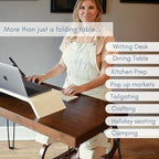 Sleekform Wooden Folding Desk - Lightweight Small Portable Writing Table, Foldable Table, Desk for Small Bedroom Spaces and Home Office - No Assembly Required