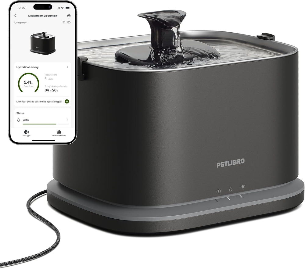 PETLIBRO Upgrade Cat Water Fountain Stainless Steel Tray, Dockstream 2 Cat Fo...