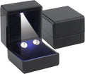 Novel Box Square Shaped Black Earring Box With LED Light 2.25X2X2.5 Inches - Jewelry Earrings Case Best for Jewelry Displays - Gift Box for Mother's Day, Engagement, Anniversary & more Happy Occasions