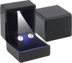 Novel Box Square Shaped Black Earring Box With LED Light 2.25X2X2.5 Inches - Jewelry Earrings Case Best for Jewelry Displays - Gift Box for Mother's Day, Engagement, Anniversary & more Happy Occasions