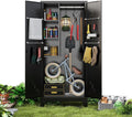 Storage Cabinet 1.4×2.8 FT, Metal Outdoor Sheds for Garden Tool Organization, Heavy Duty Storage Sheds with Lockable Doors and Vents for Backyard, Garden, Patio Lawn