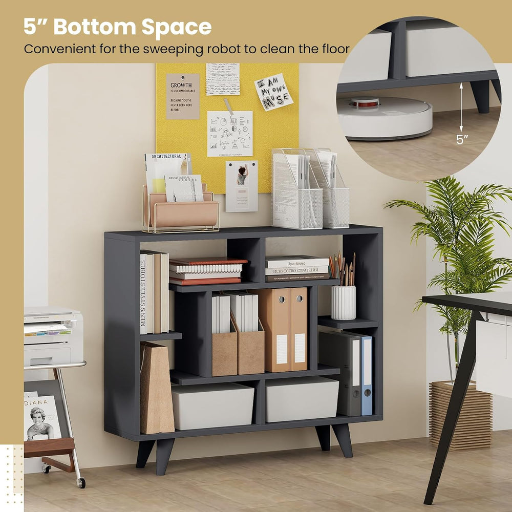 Giantex 3 Tier Geometric Bookshelf, Modern Freestanding Bookcase w/Staggered ...