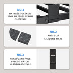 18 Inch California King Bed Frame, 3500Lbs Heavy Duty Metal Platform with Round Corner Legs Mattress Slide Stopper, Steel Slat Support No Box Spring Needed, Noise Free, Non-Slip, Easy Assembly