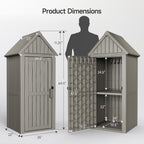 ONBRILL Multifunctional Storage Shed, Outdoor Storage Cabinet with Hooks and Lock Ring, Waterproof Outdoor Storage Shed for All Weather, Tool Outdoor Shed for Patio Lawn and Garden
