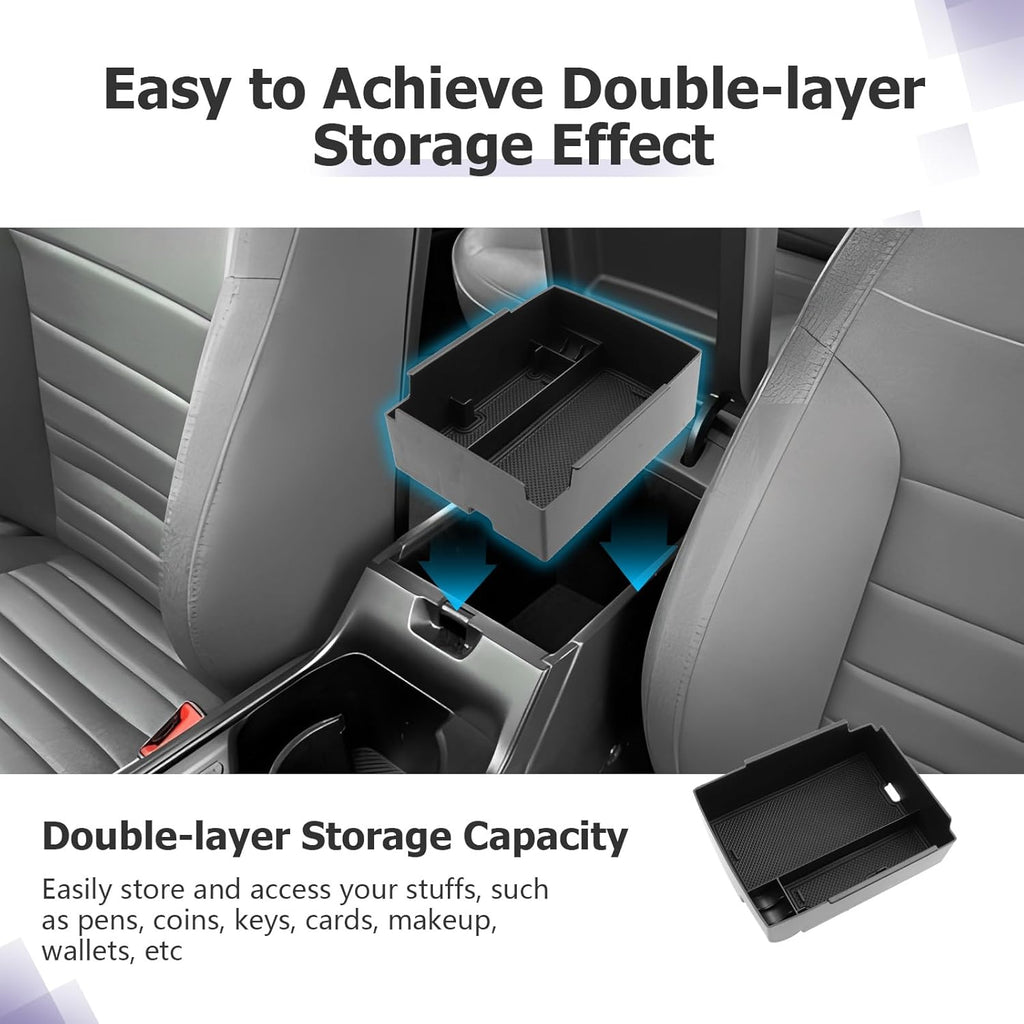 LUWU 2025 K4 KIA Center Console Organizer Compatible with 2025 Kia K4 LX/LXS/EX/GT-Line/GT-Line Turbo Accessories Armrest Console Organizer Armrest Insert Tray 2025 Kia K4 Black-Trim