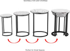 Lavish Home Nesting Tables - Set of 3 Round Side Tables for Living Room, Bedroom, or Home Office - Faux Marble End Table Set - Modern Living Room Furniture (White)