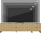 Fluted TV Stand for TVs up to 85",Modern TV Console with 4 Drawers,Wood Entertainment Center with Adjustable Shelves & Storage Cabinets for Living Room,Natural Oak