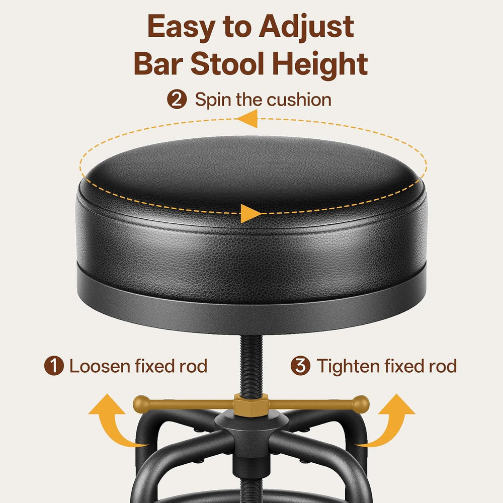 Raynesys 22-29 Inch Adjustable Height Industrial Swivel Bar Stools Set of 3
