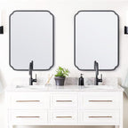 28"x36" Black Bathroom Mirror with Rustproof Metal Frame, Modern Rounded Corner Wall Mirror for Vanity Over Sink, Horizontal/Vertical Hanging