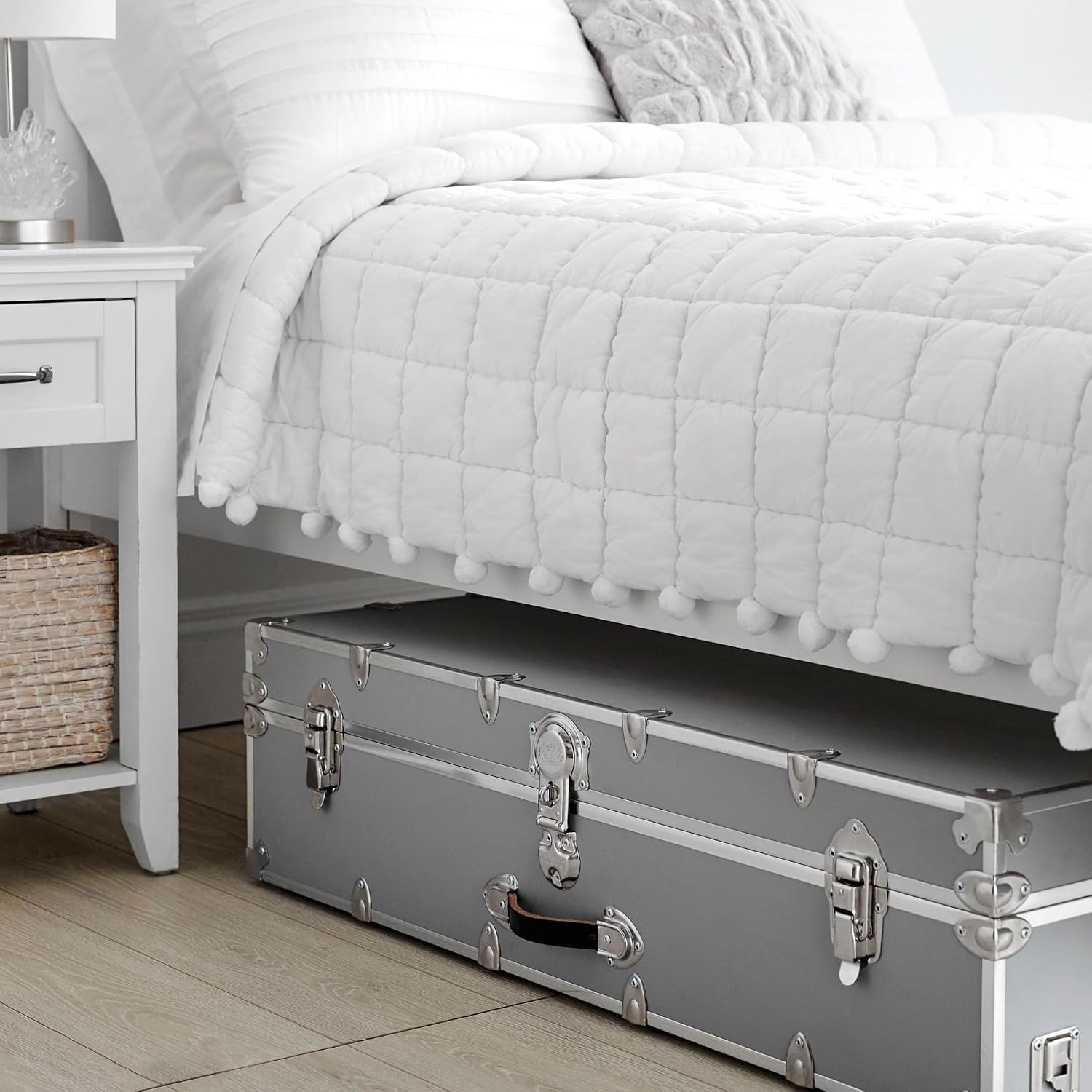 Rhino Trundle Storage Trunk, Under Bed Dorm Footlocker | 44"L x 20"W x 12"H, 42 lb Item Weight, Steel, Durable, Removable, College Dorm, Home Storage, Dorm Room, Hope Chest