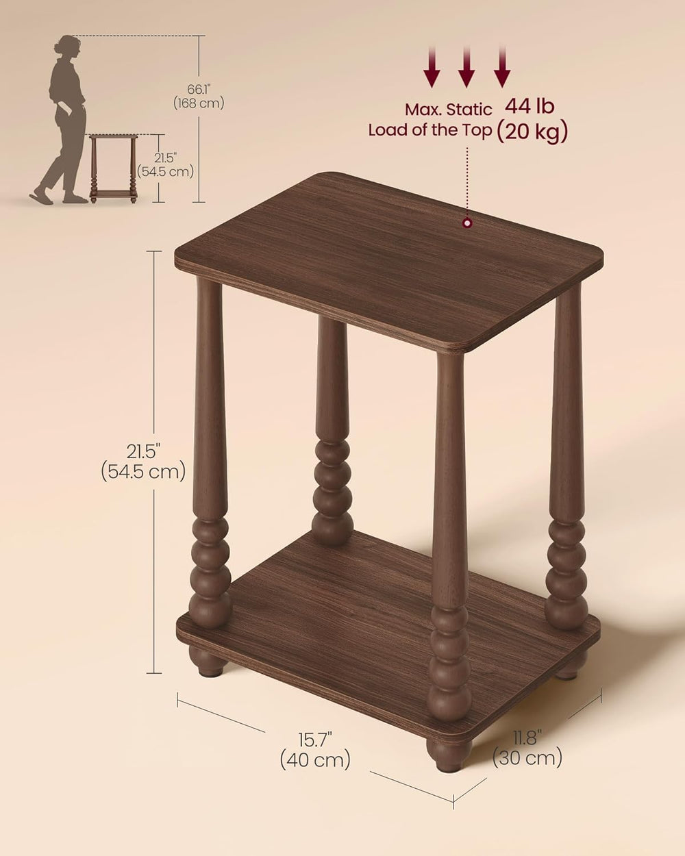 VASAGLE Mariel Collection - Side Table, Accent Nightstand for Small Spaces, R...