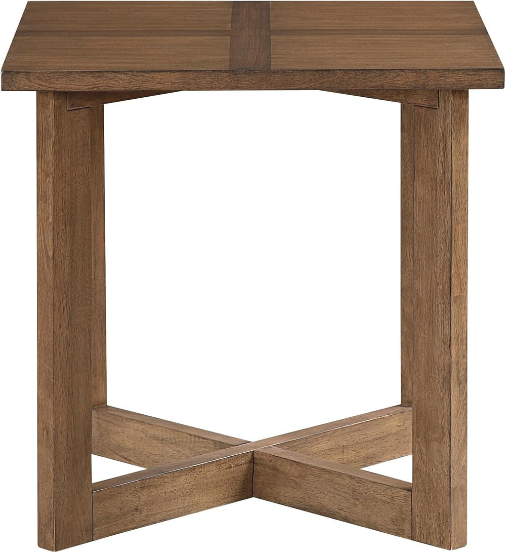 Penau Square End Table, Contemporary Wooden Side Table with Mixed Maple and W...