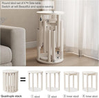 Stackable Stools Set of 4, Wood Stool 18 Inch Stool Stackable Side Tables Nesting Table Sturdy and Durable, No Installation Required for End Table,Top Stackable Round Stools(White Barstool)