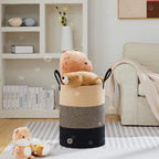 VIPOSCO Large Laundry Hamper, Tall Woven Rope Storage Basket for Blanket, Toys, Dirty Clothes in Living Room, Bathroom, Bedroom - 72L Brown & Black