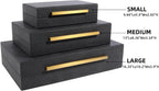 Set of 3 Decorative Boxes with Lids, Faux Shagreen Nesting Decorative Box for Home Decor, Jewelry Boxes, Photo Boxes, Keepsake Storage Boxes (Black)