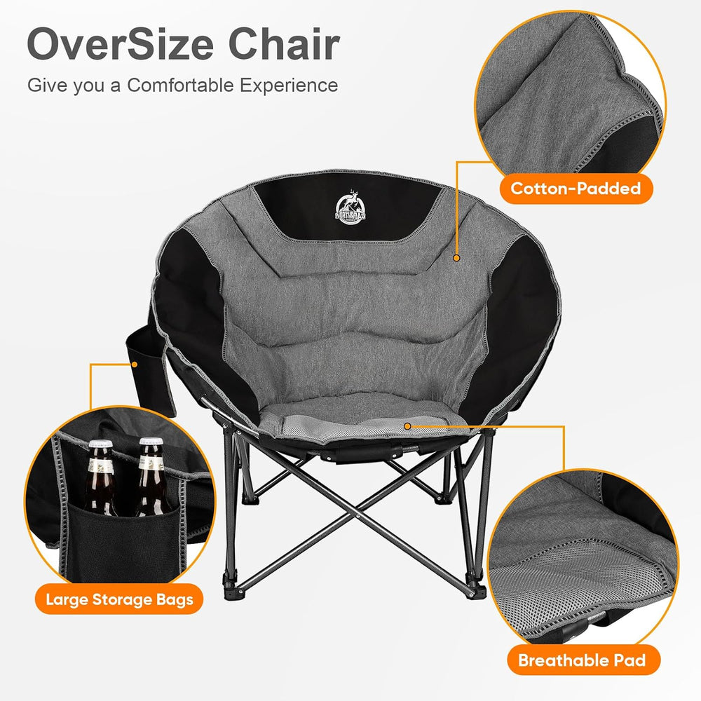 Northroad XXL Camping Moon Chair,Oversized Round Chair,Folding Padded Saucer ...