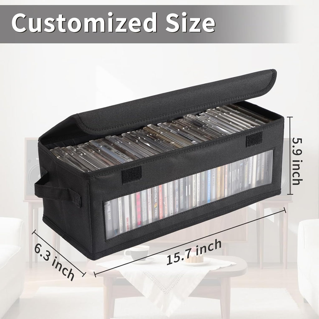 Home CD Storage Box, Tape Cassette Display Stand With Handle, Movie Box, DVD, Optical Disc Rack, Suitable For Living Room And Desktop