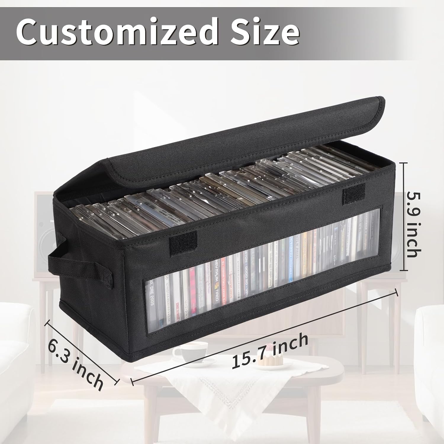 Home CD Storage Box, Tape Cassette Display Stand With Handle, Movie Box, DVD, Optical Disc Rack, Suitable For Living Room And Desktop