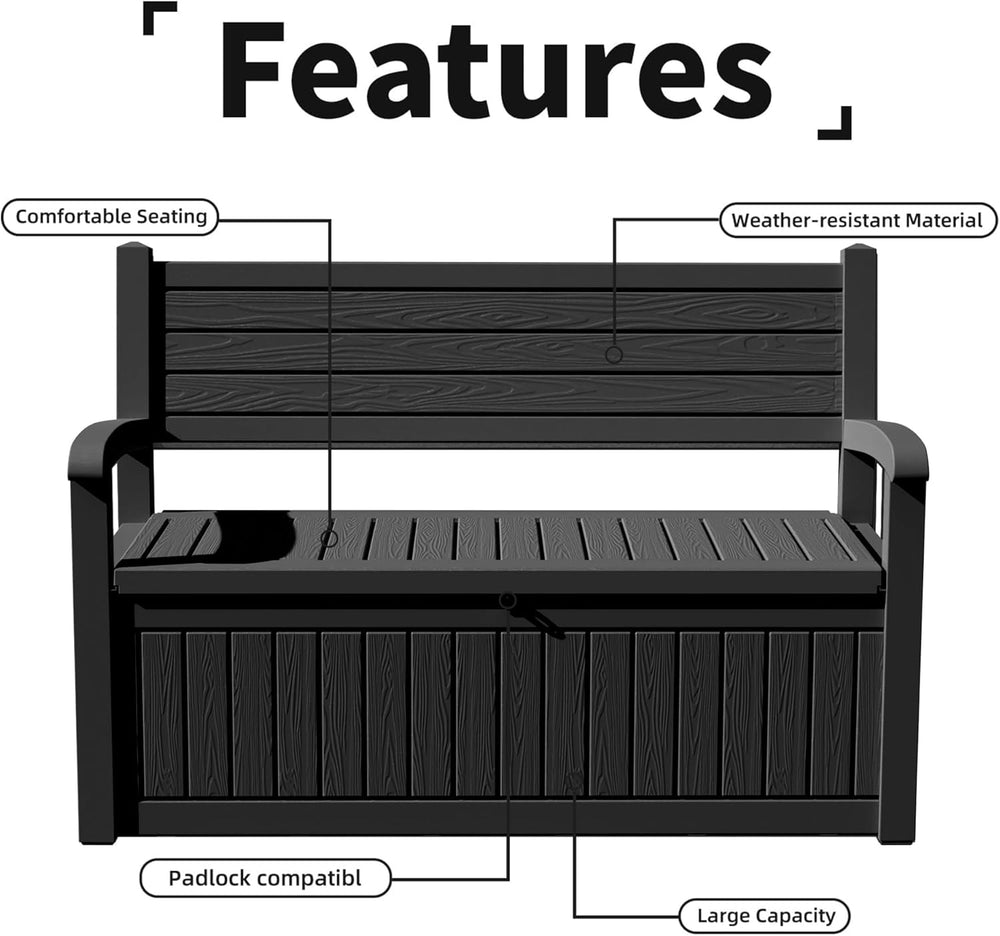 PatioZen 80 Gallon Outdoor Storage Bench Deck Box Waterproof Lockable,Outdoor...