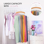 Leggings Hangers, Wooden Closet Hanging Leggings Storage Organizer Scarf Hangers with 24 Clips, 360° Swivel Hook, Burlywood, 2 Pcs