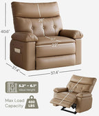 GarveeHome Oversized Recliner Chair - PU Leather Manual Recliner for Adults, Lazy Chair with 1.5X Sponge Comfort Arm and Back for Living Room, Bedroom