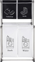 2 Tier Laundry Sorter with 4 Removable Bags for Organizing Clothes - Large Freestanding Laundry Hamper - Laundry Basket for Dirty Clothes in Laundry Room