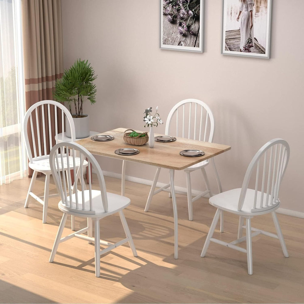 COSTWAY Windsor Dining Chairs Set of 2, Mid-Century Modern Wood Chairs w/Spin...