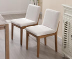 Kmax Modern Dining Chairs Set of 4, Upholstered Armless Wood Chairs Linen Fabric Side Chairs for Dining Room, Kitchen - Beige