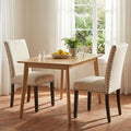 Furniliving Upholstered Wood Dining Chairs High Back Dining Room Chairs with Wooden Legs for Kitchen Dining Room Living Room. (Beige, Set of 2)
