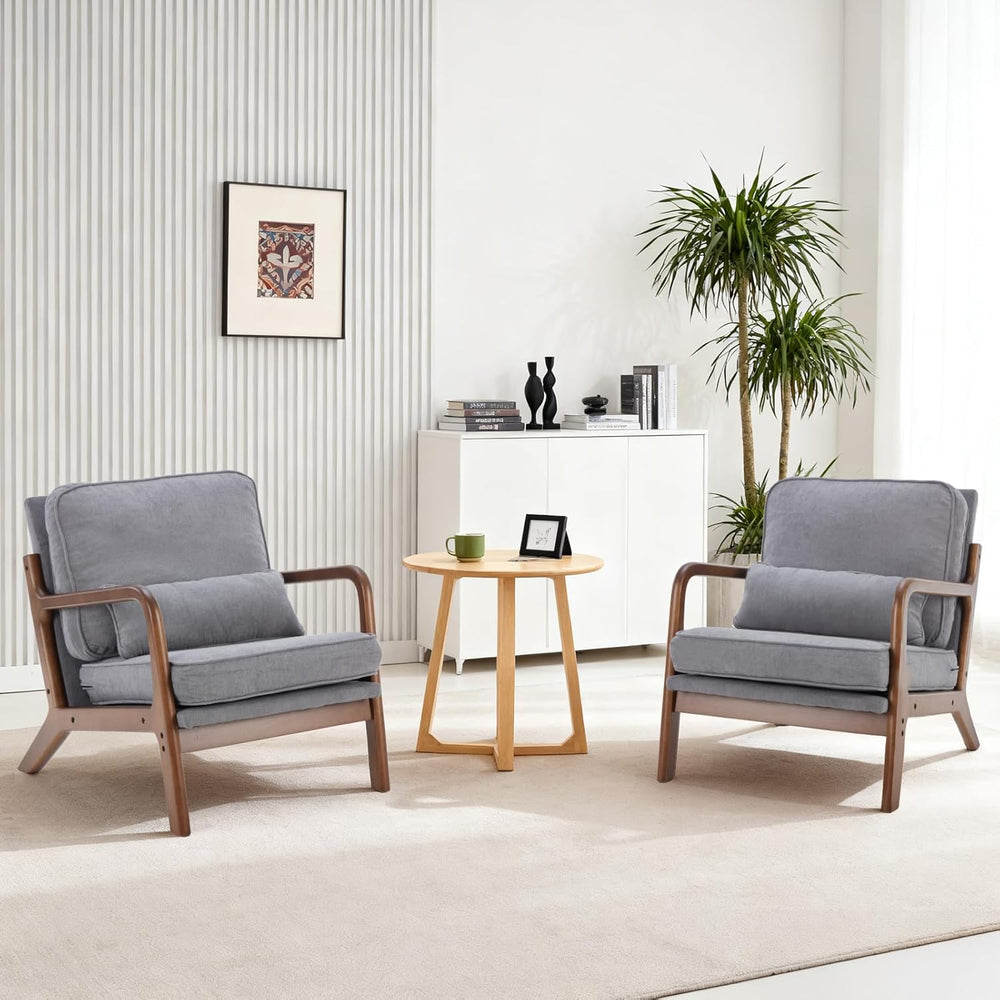DUMOS Mid Century Modern Chairs Set of 2, Accent Chair with Arms and Waist Cu...