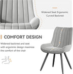 Dining Chairs Set of 2, Mid Century Modern Kitchen Chairs with Soft Cushion, Comfortable Upholstered Fabric Dining Room Chairs for Kitchen, Light Grey