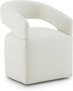 Upholstered Dining Chairs with Removable Casters Barrel Side Armchair with Rollers for Diningroom Bedroom Livingroom Reading Room, Ivory, Set of 1