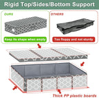 punemi Under Bed Storage Containers Bins With Lids, 6 Inches Tall Flat Underbed Clothes Storage W/Sturdy Sidewalls & Bottom, Low Profile Under Dorm Bed Storage Drawers With 3 Handles (Lantern Pattern)