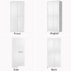 LUMISOL Tall Farmhouse Kitchen Pantry Cabinet with 8 Door Shelves, Curved Design Ached Cabinet with 3 Adjustable Shelves, Versatile Cupboard with Hidden Drawer for Dining Room, 72" H, White