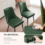 Modern Upholstered Dining Chairs Set of 2 with Thick Seat Cushion and Curved Back, Synthetic Leather Mid-Century Dinner Chair for Kitchen, Dining Room,Cafe (Faux Leather-Green, Set of 2)
