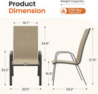JEAREY Patio Dining Chairs Set of 6, Outdoor Stackable Dining Furniture Set, All Weather Dining Set for Lawn, Garden, Backyard, Poolside, Beige