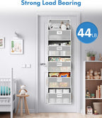 Over The Door Organizer Hanging, 2 Pack 5 Shelf Behind The Doors Storage, Pantry Door Organizer, Closet Organizers for Bedroom and Nursery (Grey)