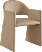 Modway Talia Performance Velvet Dining Armchair in Taupe - Modern Curved Dining Chair with Open-Back - Stain-Resistant Velvet Barrel Chair - Living Room Accent Chair with Arms