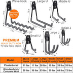 AOBEN Garage Hooks Heavy Duty, Steel Garage Storage Hooks, Utility Tool Hangers and Combinable Wall Mount Garage Hooks for Organizing Ladders, Bikes, Hoses, and More Equipment (Small J, 6 Pack)