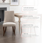 Dining Chairs Set of 4,Comfy Fabric Upholstered Accent Chairs for Kitchen Living Room,Channel Tufted Dining Room Chairs with Curved Solid Wood Legs(Beige)